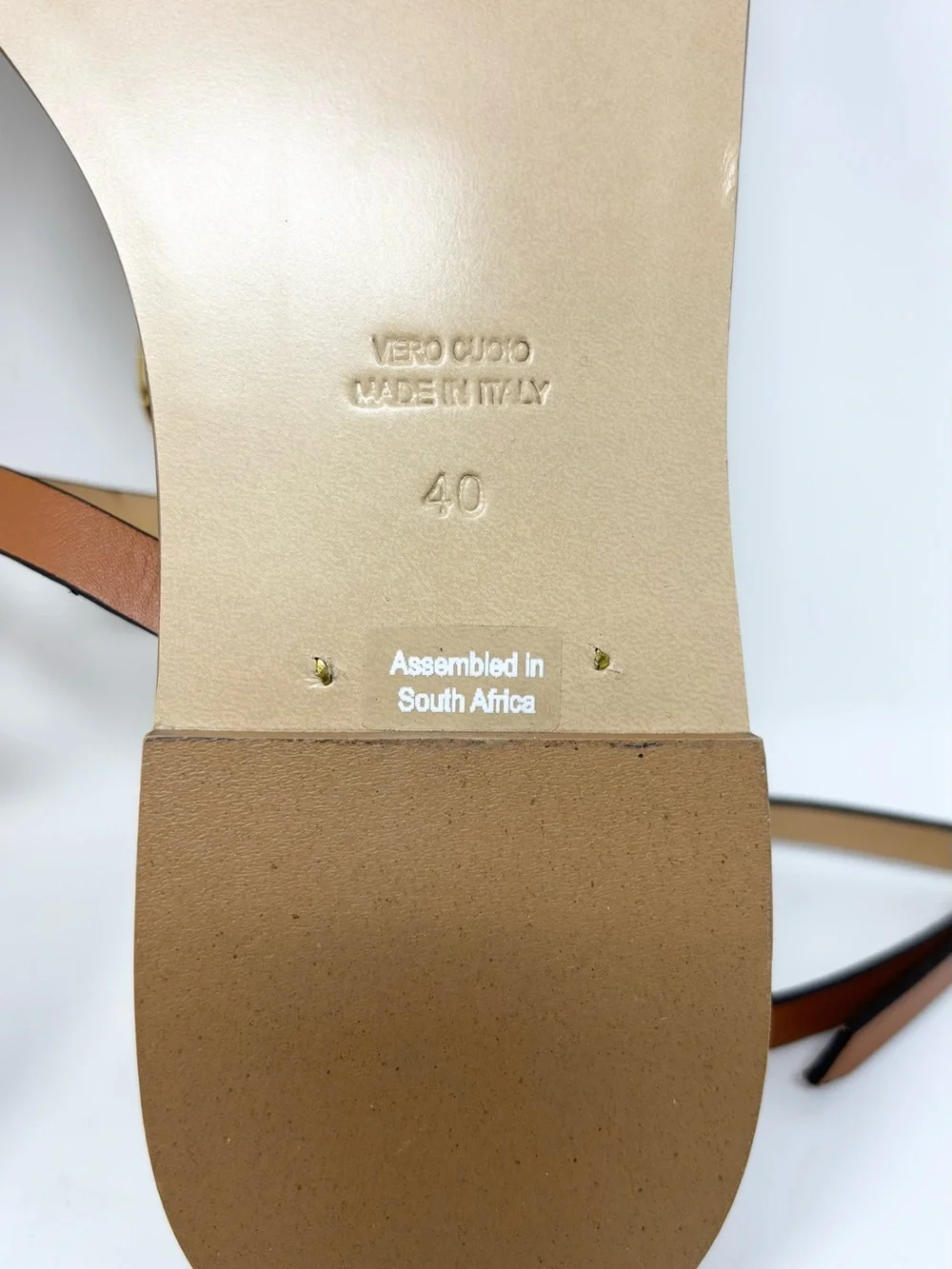 AMANU The Bazaruto Embellished Leather Sandals Cognac Gold Size 40 / 10 NWT